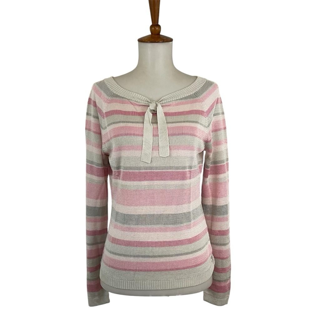 80s Talbots Knit Top Womenβs Mβ Boat Neck Long Sleeve Preppy Cute Feminine